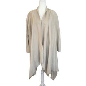 VTG Linen Eva Tralala Tan One Size Open Layering Jacket Asymmetrical Lagenlook